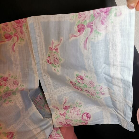 Light Blue Rose Lace Womens Yukata Kimono Floral Summer Japan Vintage Rare Retro - Picture 7 of 8